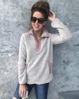 Autumn Winter Zipper Pocket Turtleneck Long-Sleeve Women  Top Coat