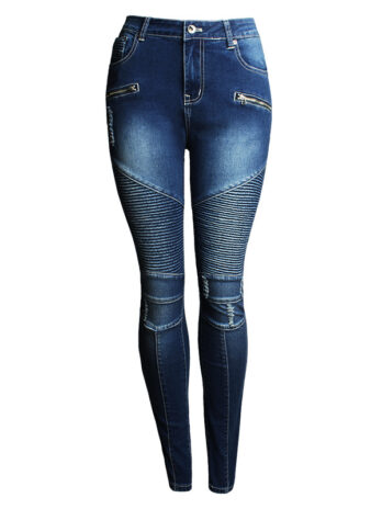 Women Clothing Ripped Slim Fit Stretch Slimming Mid Waist Women Denim Pencil Pants