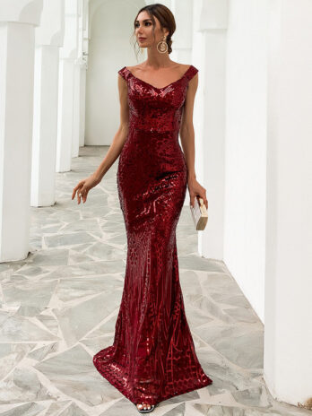 Women Clothing Dress Sexy Sequined Tube Top Mopping Banquet Party Evening Dress Fishtail Dress Prom Formal Gown
