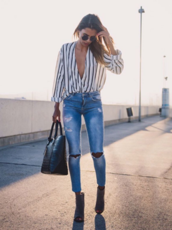 Women Clothing High Waist Slim Stretch Denim (ankle-length Pants) Washed Irregular Asymmetric Ripped Tassel