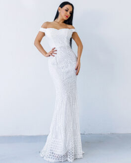 Women Clothing Dress Sexy Sequined Tube Top Mopping Banquet Party Evening Dress Fishtail Dress Prom Formal Gown