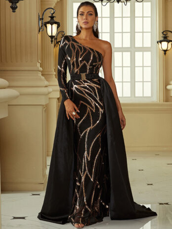 High End Banquet off Shoulder Sheath Small Tail Bridesmaid Dress Evening Dress Women Dress