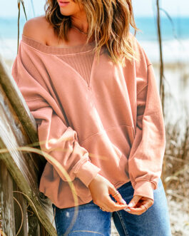 Autumn Winter Casual Pullover Long Sleeve Top Orange Loose Fitting Non  Sweater Sweatshirt
