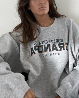 Popular Hoodies Hooded Gray High Grade Women Tops round Neck Autumn Winter Loose Students
