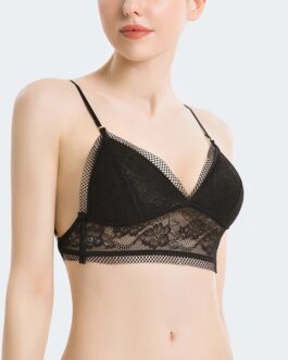 French Sexy U-Shaped Beauty Back Underwear Women Wireless Thin Bra Invisible Backless Lace Triangle Cup Bra Summer