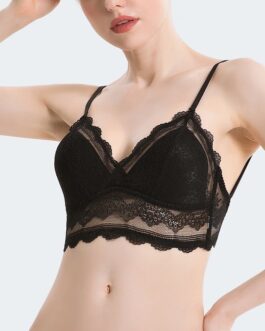French Sexy U-Shaped Beauty Back Underwear Women Wireless Thin Bra Invisible Backless Lace Triangle Cup Bra Summer