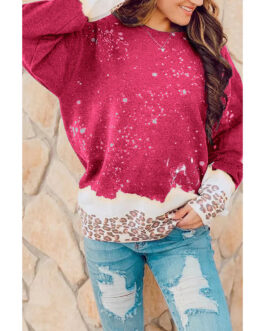 Leopard Print Long Sleeve round Neck Pullover Sweater Autumn Loose Hoodless Sweater