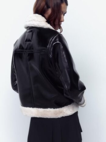 Autumn Faux Faux Shearling Jacket Short Large Collared Motorcycle Clothing Jacket Coat for Women