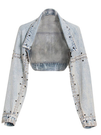 Shawl Denim Coat Jacket Loose Long Sleeve Heavy Industry Rivet Thin Denim Top Fall Women Clothing