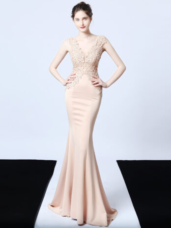 Wedding Handmade Applique Beaded Toast Clothing Bride Long Appreciation Dinner Slim-Fit Fishtail   Evening Dress Formal Gown
