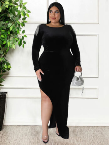 Slim Fit Sexy Dress plus Size Dress Decoration High Split