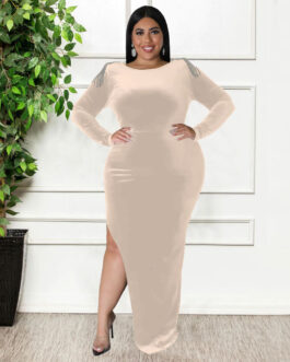 Slim Fit Sexy Dress plus Size Dress Decoration High Split