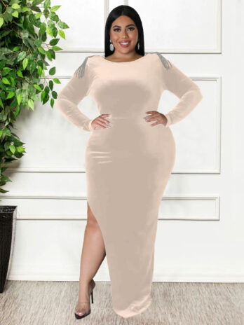 Slim Fit Sexy Dress plus Size Dress Decoration High Split