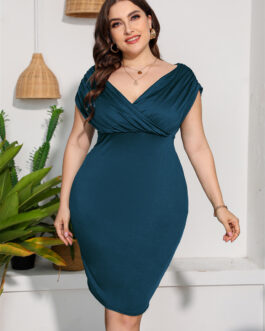 New Plus Size Women Dress A Straight Shoulder Bag And Buttocks Waistband Closure Slimming Sexy Look