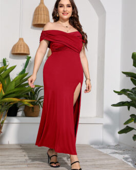 Plus Size Women Evening Dress Long Slit High Waist Slim And Elegant Sexy And Spicy Girl Long Style