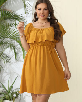 Plus Size Women Dress Jumps into E commerce Dress Summer New One Shoulder Solid Sweet Dress