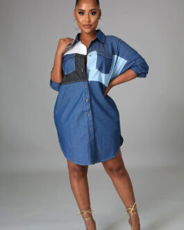 Plus Size Denim Shirt Women Long Sleeved Women Shirt Autumn New Simple Fashion Outer Wear Design Blue