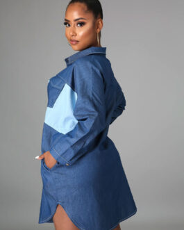 Plus Size Denim Shirt Women Long Sleeved Women Shirt Autumn New Simple Fashion Outer Wear Design Blue