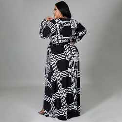 Plus Size Arrival Women Digital Printed Sexy Cinched Swing Dress  Dress