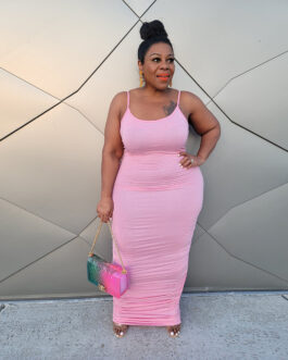Plus Size Solid Color Milk Cami Dress Women Summer Sexy One-Step Dress Women