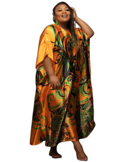 Plus Size Spring Summer Women Clothing Half Sleeve Printed  Dress
