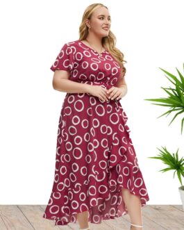 Plus Size Women Clothing Summer Short Sleeve Dress Maxi Dress