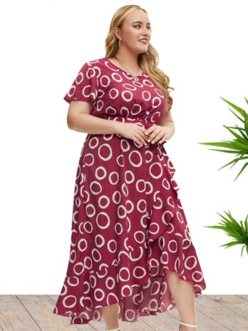Plus Size Women Clothing Summer Short Sleeve Dress Maxi Dress