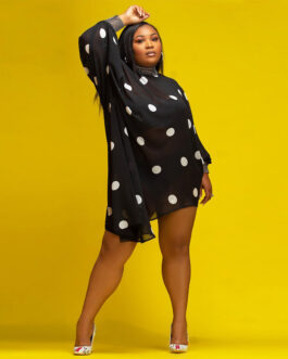 Plus Size Dress Summer Loose  Batwing Sleeve Printed Dress