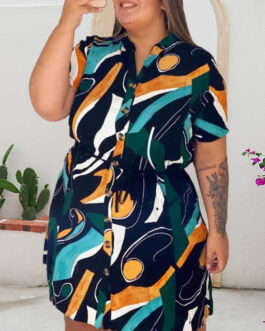 Plus Size Women Clothes Shirt Spring Summer Short Sleeve Office High-End Digital Printing Shirt