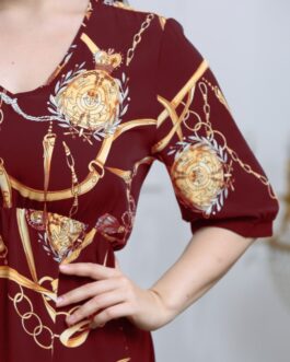 Plus Size Elegant Maxi Dress Belly Covering V Neck Elastic Waist Printed Dress Women Clothing