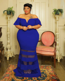 Plus Size Women  Clothes Spring Contrast Color Short Sleeve Dress