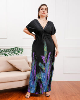Plus Size Bohemian   Girls Extra Long Extra Large Ice Silk Dress Holiday Beach Dress Midi Dress