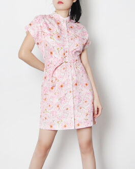 Plus Size Spring Printed Design Stand Collar Retro Hip Dress Slim Fit Sexy Dresses