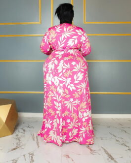Plus Size Long Sleeve V Neck Women Elegant Dress