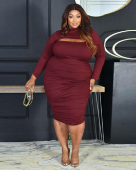 Plus Size Solid Color Tight Sexy Long Sleeve Spaghetti-Strap Two-Piece Set Women Suit