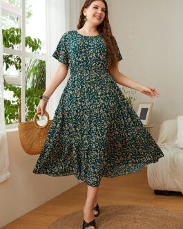 Plus Size Women Clothing Printed Loose Women Dress