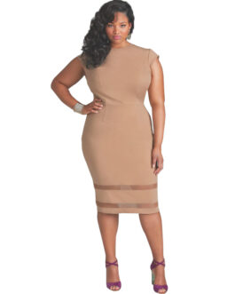 Plus Size Summer  Women Clothing   Sexy Short Sleeve Stretch Mesh Stitching Dress