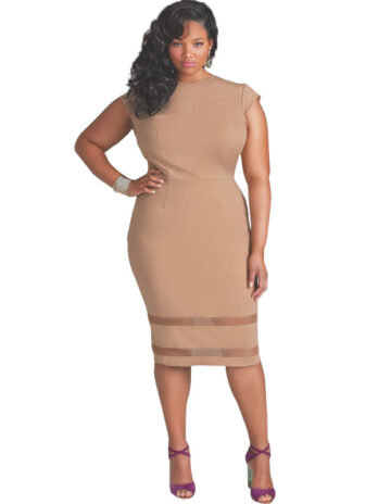 Plus Size Summer  Women Clothing   Sexy Short Sleeve Stretch Mesh Stitching Dress