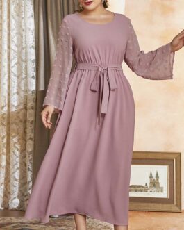 Plus Size Spring Summer plus Size Printed Dress Elastic Waist Dress Plus Size
