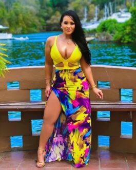 Plus Size Sexy Printed Beach  Dress