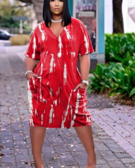 Plus Size Women Clothing Classic Printing Dress