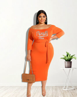 Plus Size Plus Size Early Autumn Fashion New  Dress Waist Girdling Band sexy Solid Color Women Clothing