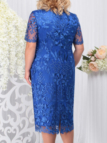 Plus Size Ladies Round Neck Embroidered Casual Short Sleeved Pencil Sheath Dress
