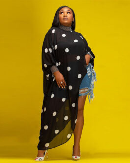 Plus Size Dress Summer Loose  Batwing Sleeve Printed Dress