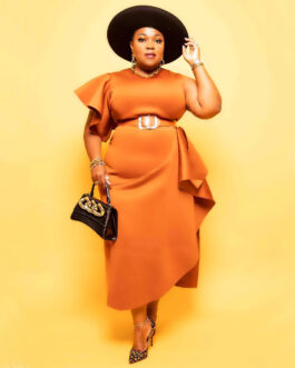 Plus Size Sexy  Women Clothing Solid Color One Shoulder Ruffle Stitching Party Nightclub Dress No Belted