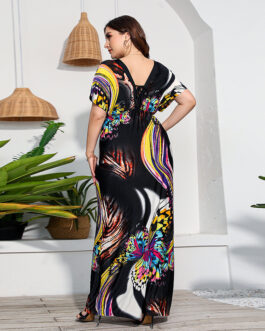 Plus Size Women Clothing Extra Large Extra Long Mop Dress Holiday Beach Dress