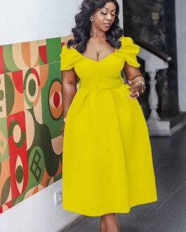 Plus Size Summer Elegant High Waist Big Swing Cocktail Evening Dress  Formal Dress