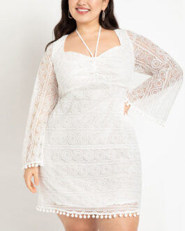 Plus Size Women  Lace Dress High-End Sexy Lace Short Dress