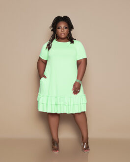 Plus Size Dress Women Clothing Loose Ruffled Pleated Dress