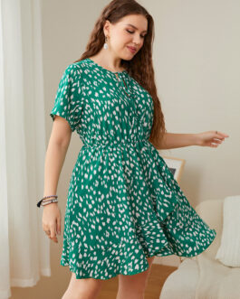 Plus Size Women Clothing Fashion Loose Print Dress